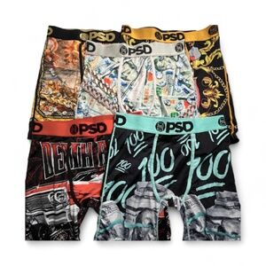 Lot 5 Pairs PSD Men’s Large Boxer Briefs Money Art Dollar Bills Death Row